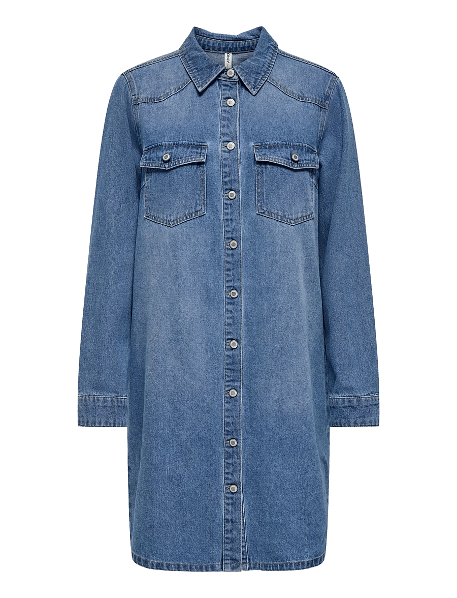 ONLY - ONLLISA L/S DNM DRESS GUA - hemdkleider - medium blue denim - 1