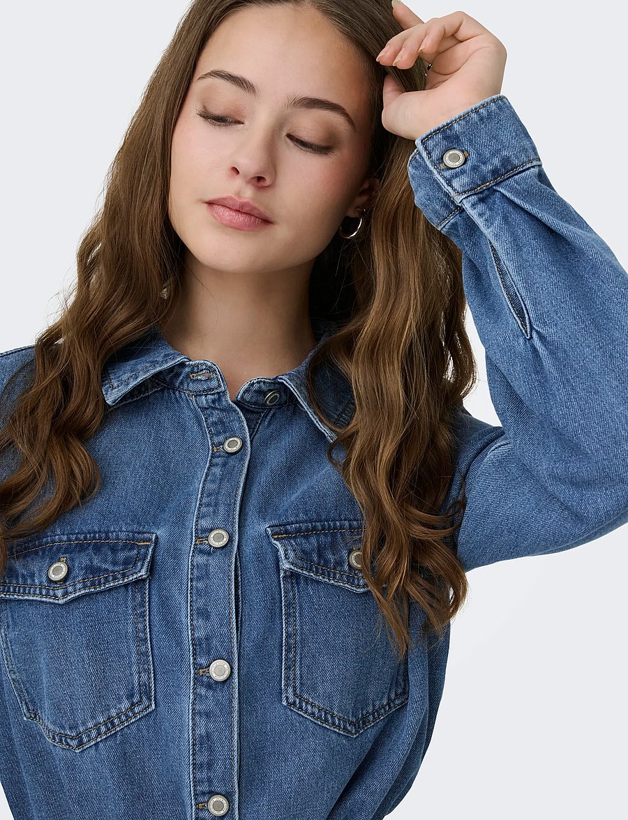 ONLY - ONLLISA L/S DNM DRESS GUA - hemdkleider - medium blue denim - 5
