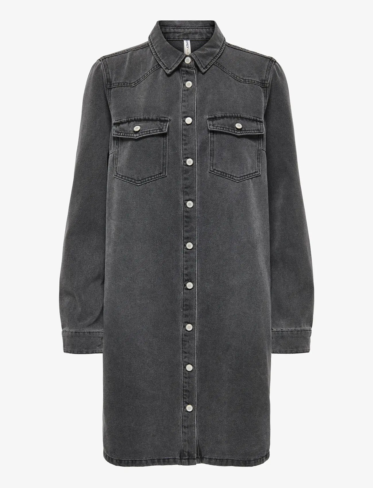 ONLY - ONLLISA L/S DNM DRESS GUA - skjortekjoler - washed black - 0