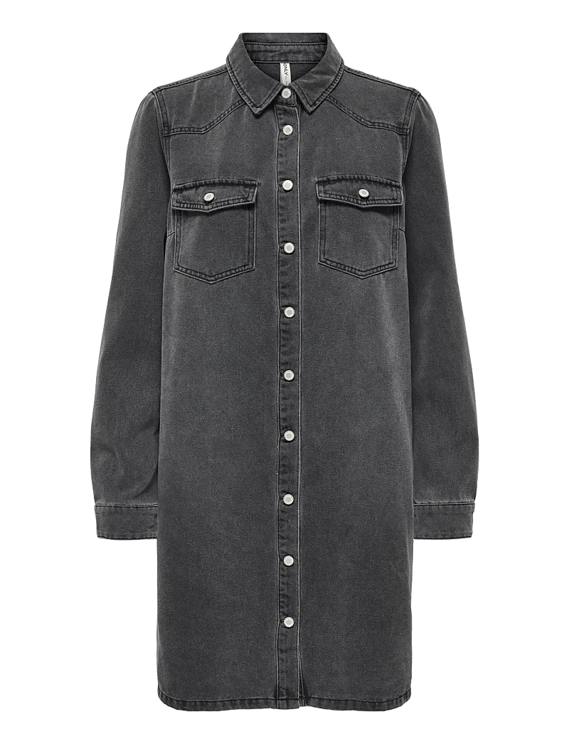 ONLY - ONLLISA L/S DNM DRESS GUA - skjortekjoler - washed black - 0
