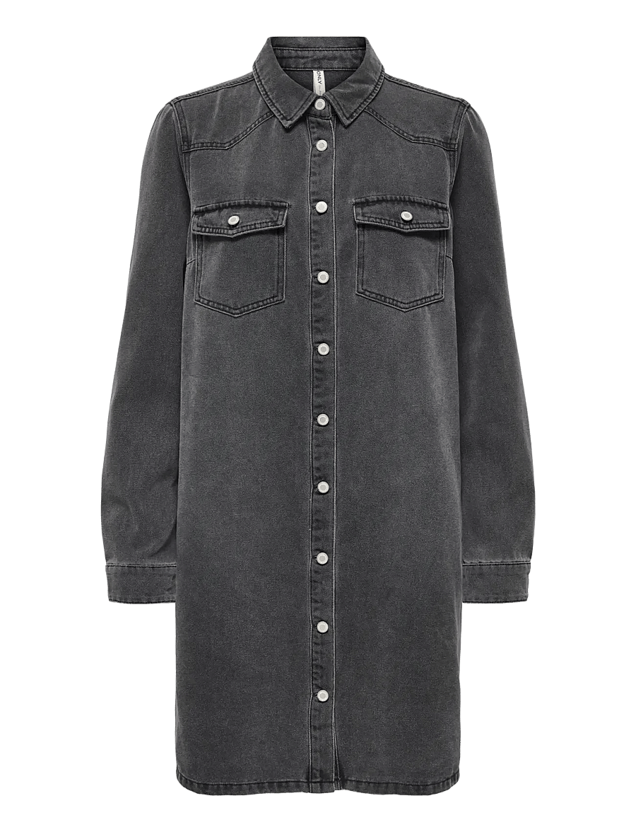 ONLY - ONLLISA L/S DNM DRESS GUA - robes chemises - washed black - 1