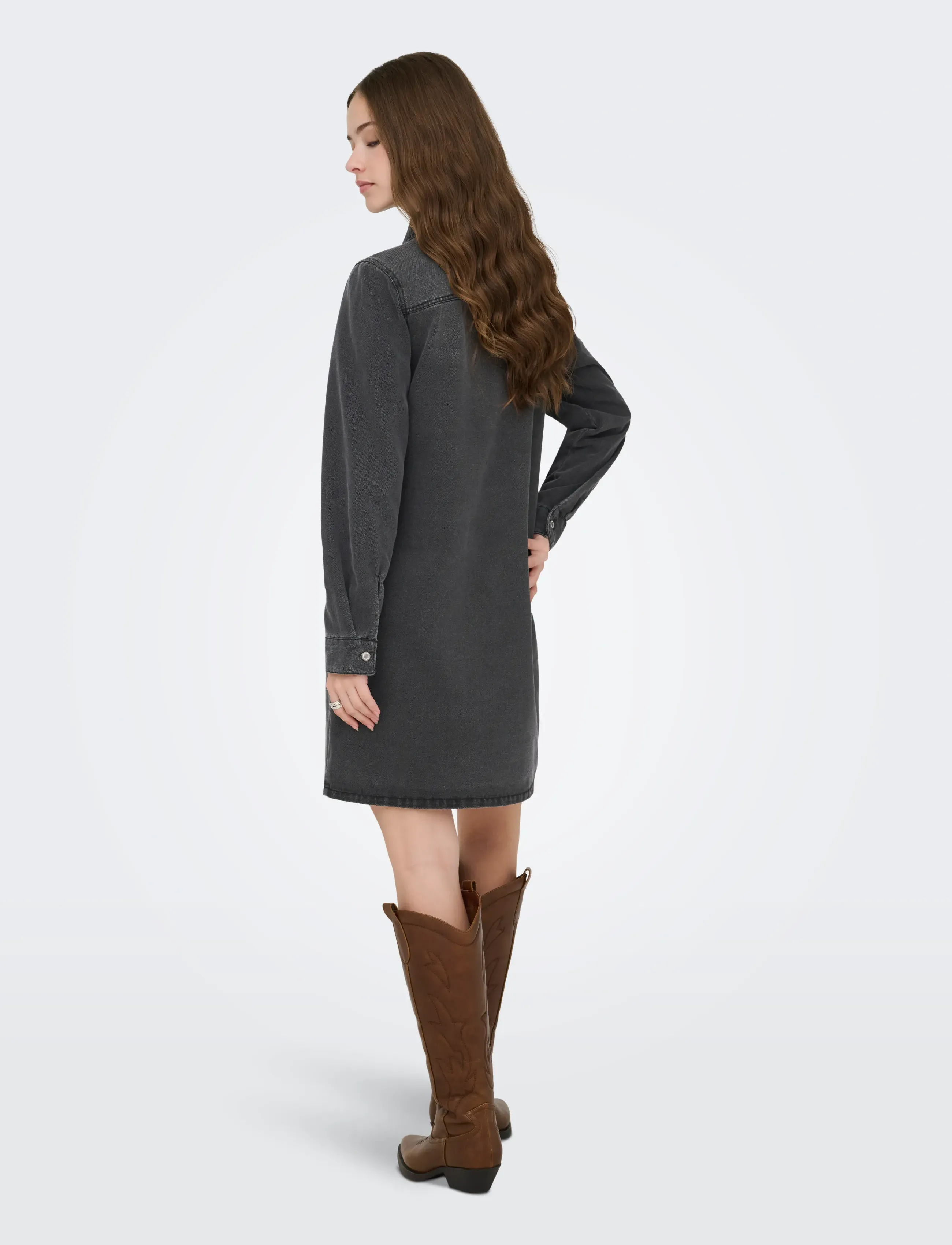 ONLY - ONLLISA L/S DNM DRESS GUA - skjortekjoler - washed black - 3
