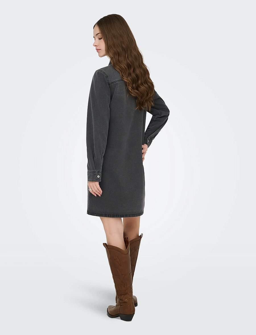 ONLY - ONLLISA L/S DNM DRESS GUA - robes chemises - washed black - 3