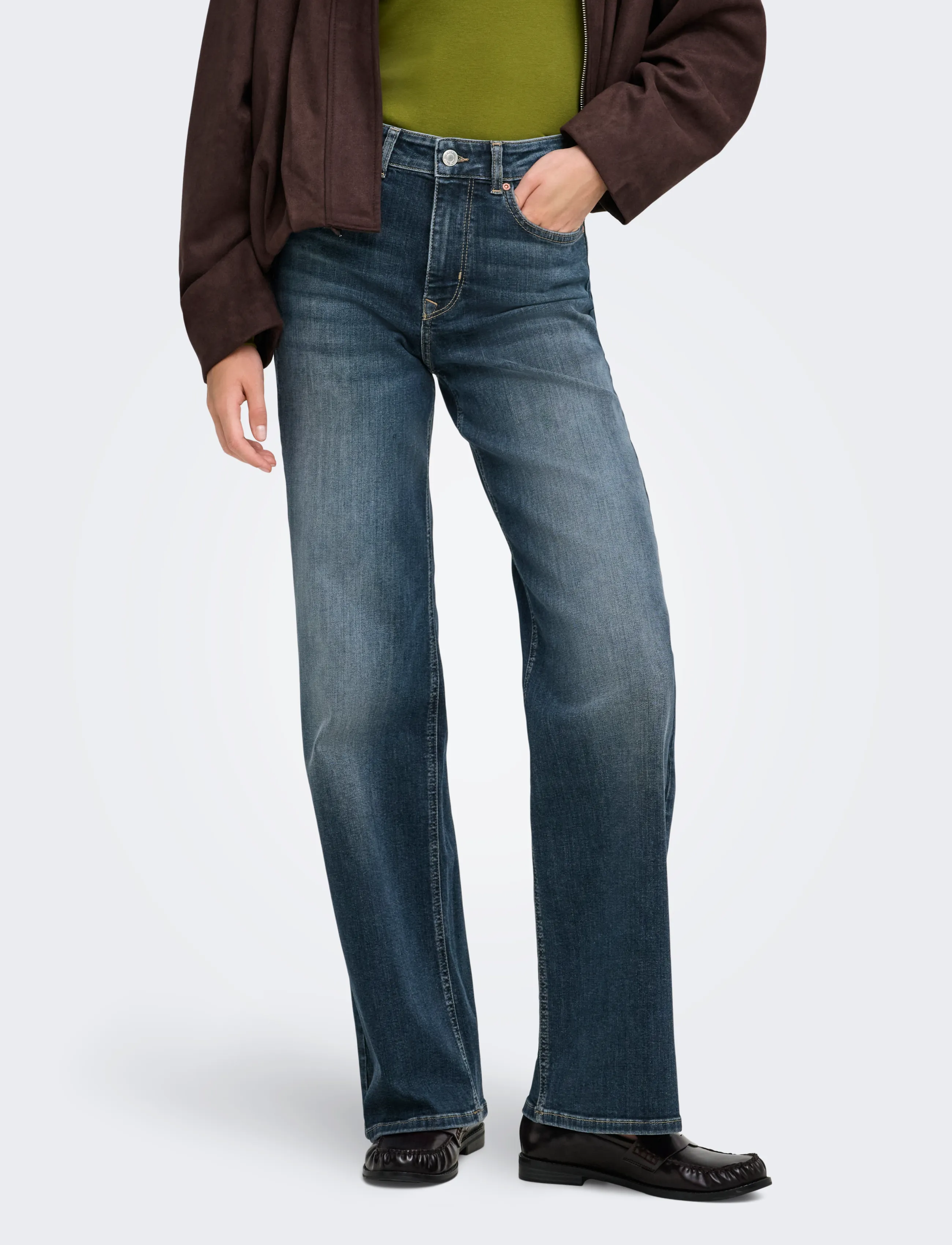 ONLY ONLMADISON BLUSH HW WIDE DNM DOT529 NOOS - Denimklær - DARK BLUE DENIM / blue