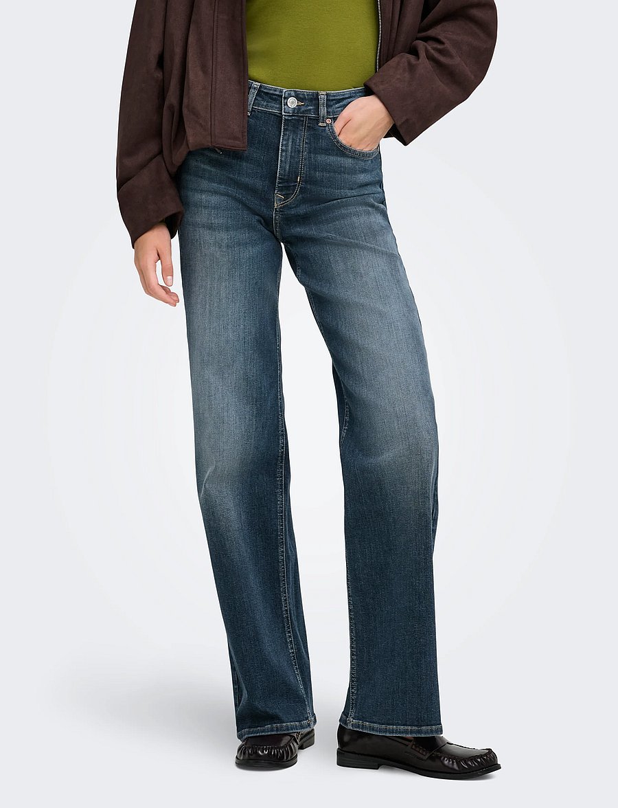 ONLY - ONLMADISON BLUSH HW WIDE DNM DOT529 NOOS - dark blue denim - 0