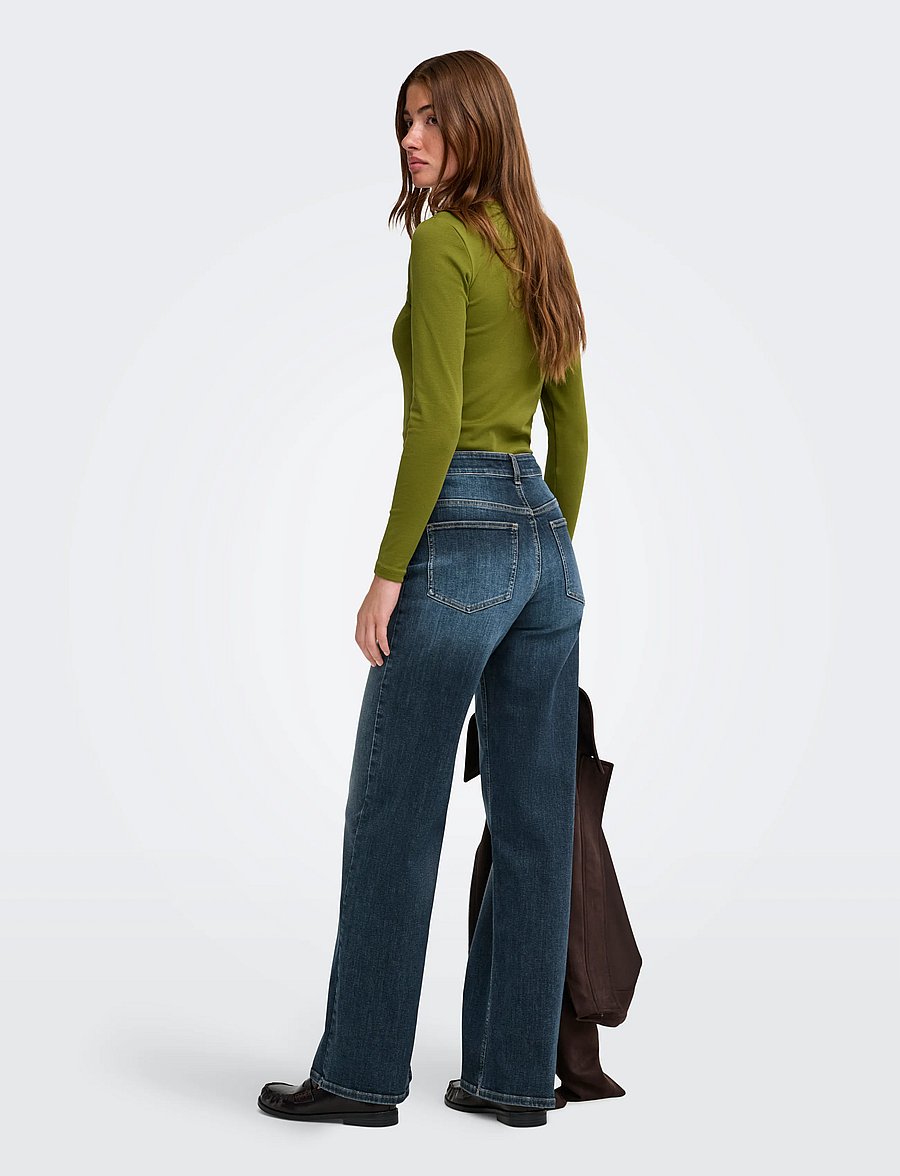 ONLY - ONLMADISON BLUSH HW WIDE DNM DOT529 NOOS - dark blue denim - 3