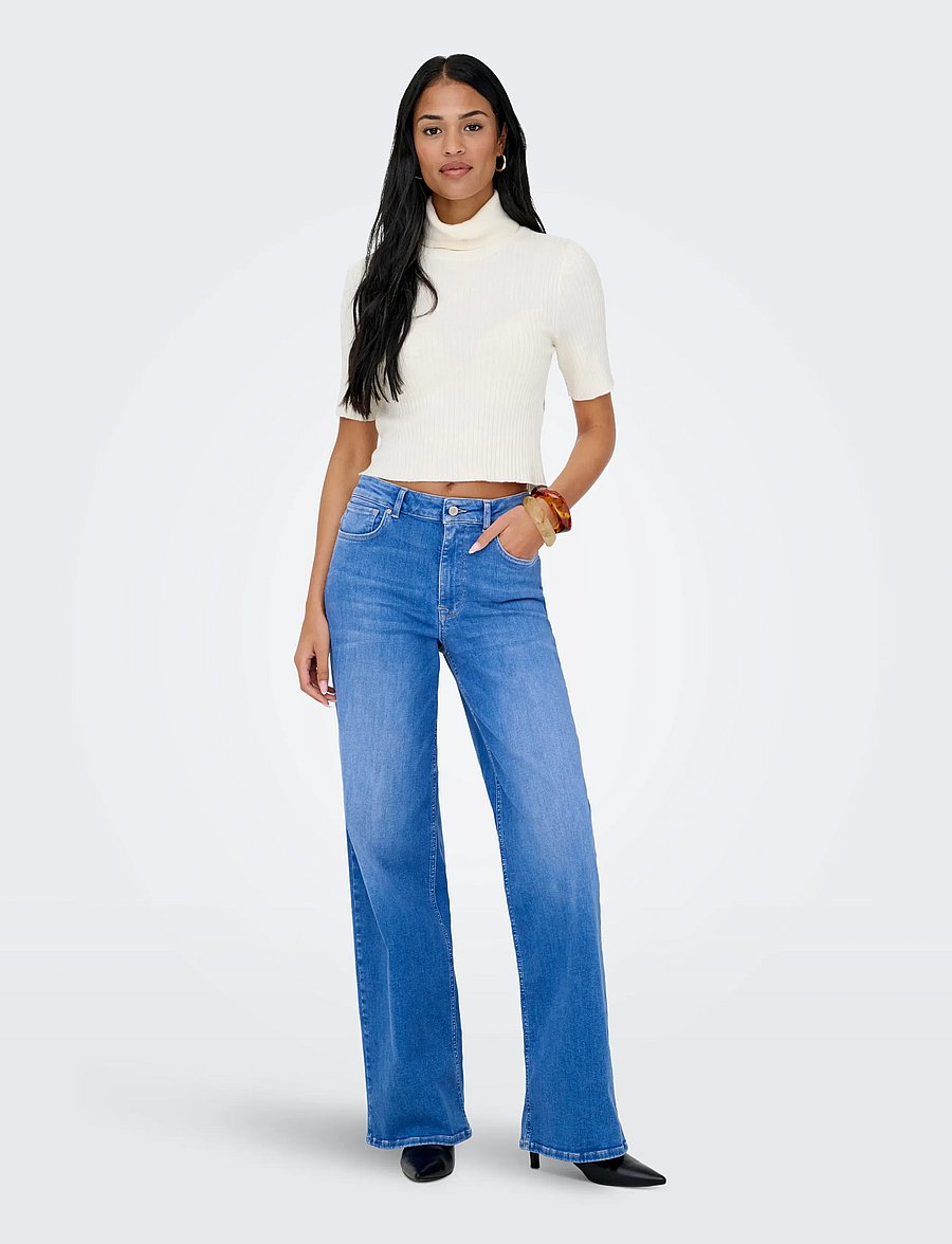 ONLY - ONLMADISON BLUSH HW WIDE DNM REA262 NOOS - hosen mit weitem bein - special bright blue denim - 4