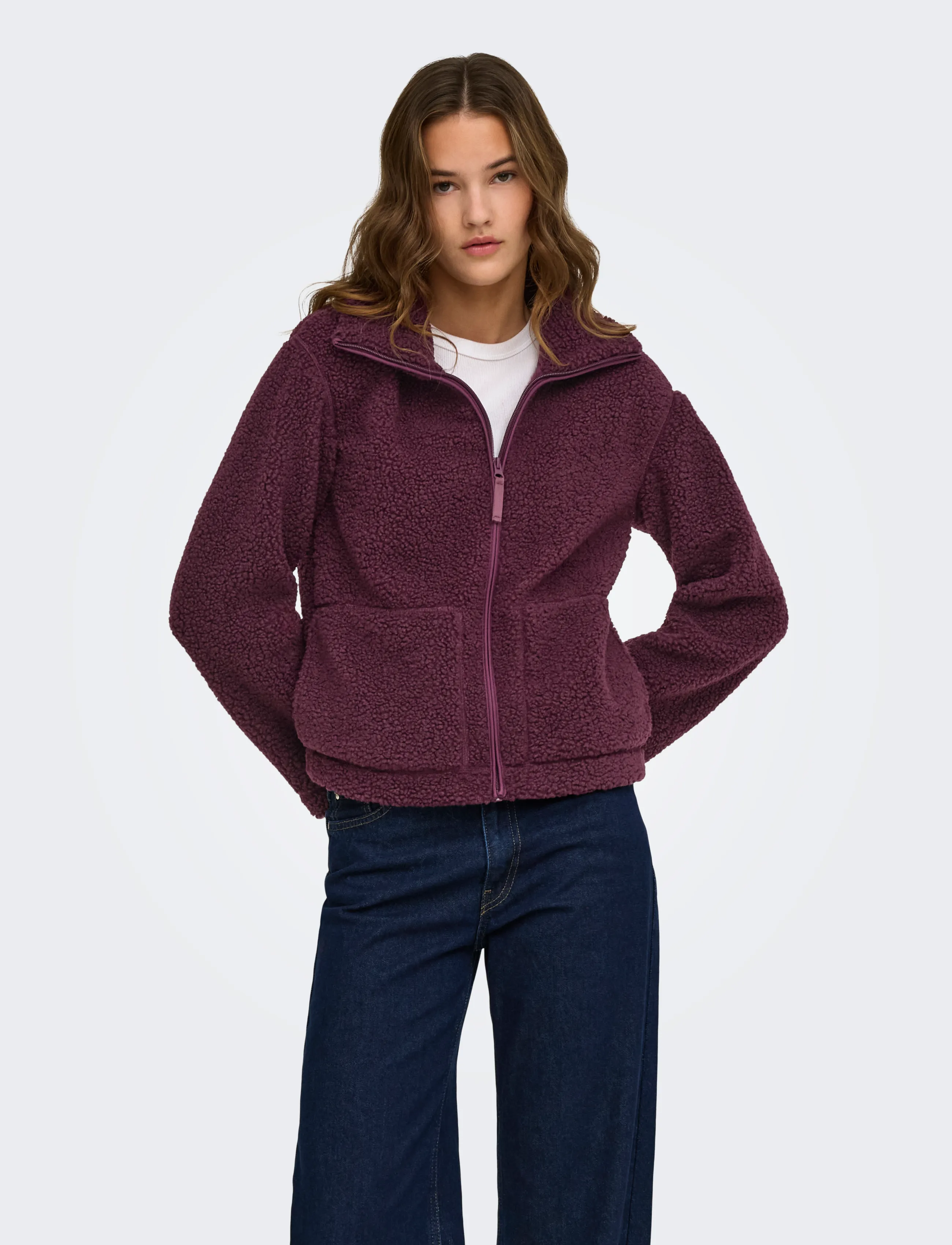 ONLY Onlmegan Teddy Jacket Otw Noos, Damen, Teddy Jacke, Burgunderrot, Gr.S
