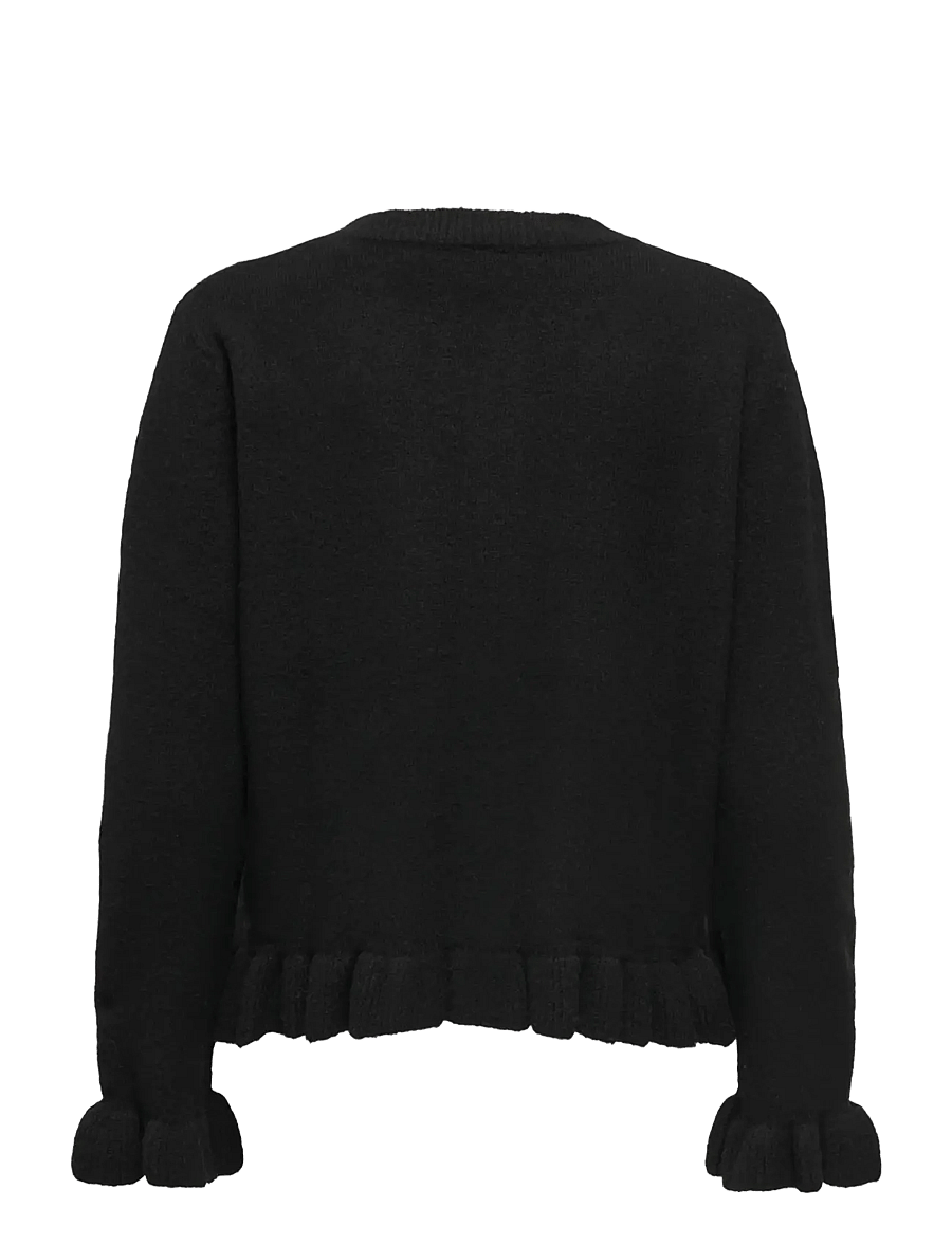 ONLY - ONLRIMA LIFE LS FRIL BUTTO CARDI CS KNT - cardigans - black - 2