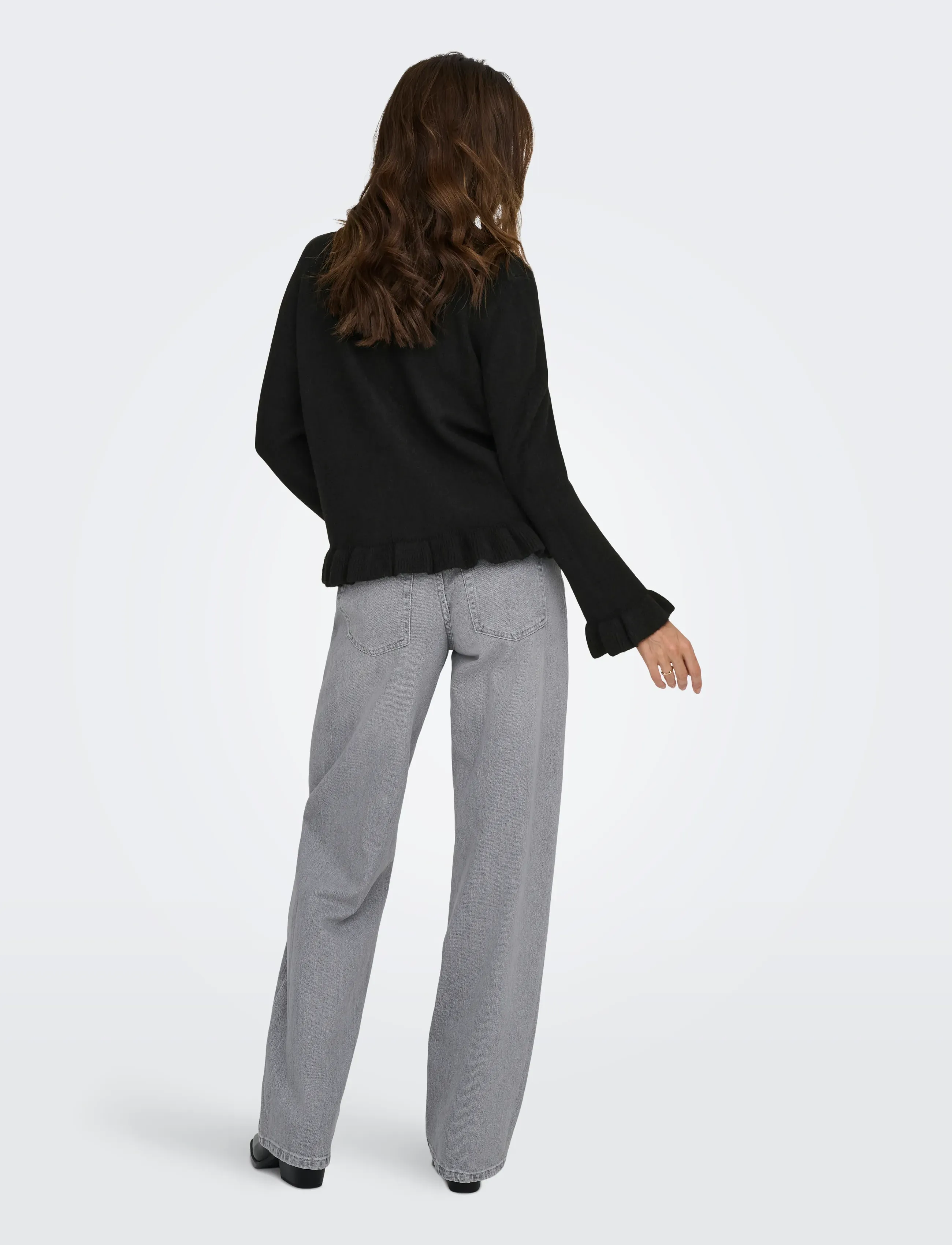 ONLY - ONLRIMA LIFE LS FRIL BUTTO CARDI CS KNT - cardigans - black - 3