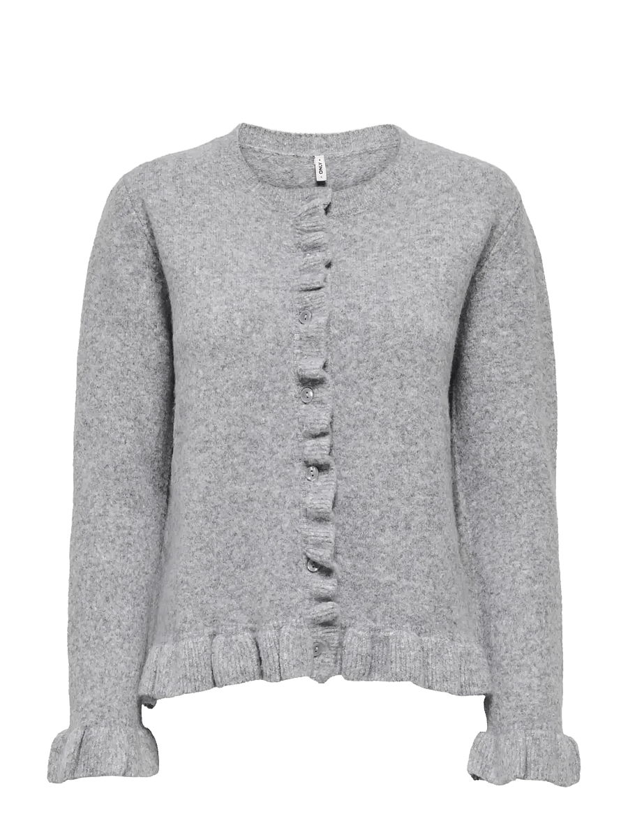ONLY - ONLRIMA LIFE LS FRIL BUTTO CARDI CS KNT - gilets - light grey melange - 1