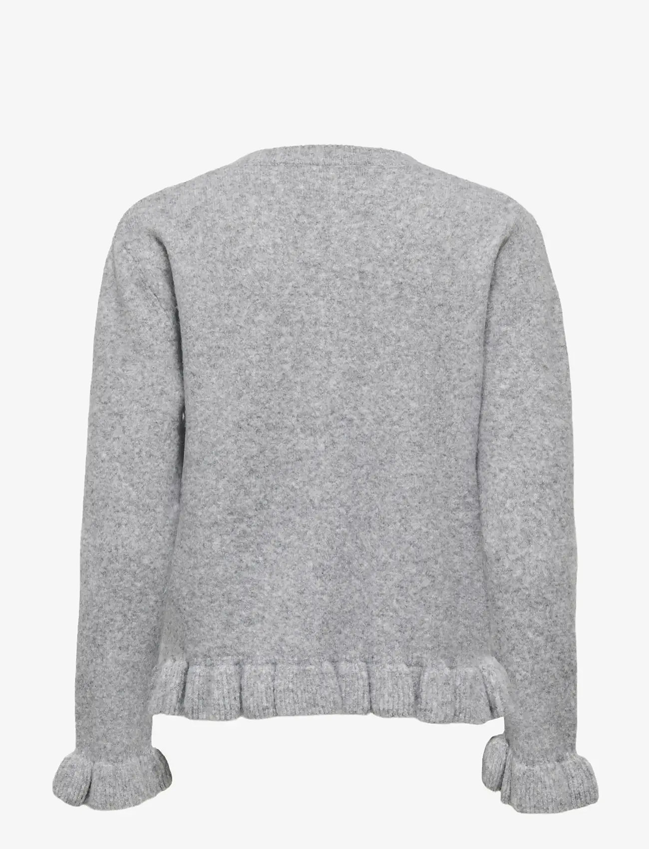 ONLY - ONLRIMA LIFE LS FRIL BUTTO CARDI CS KNT - cardigans - light grey melange - 2