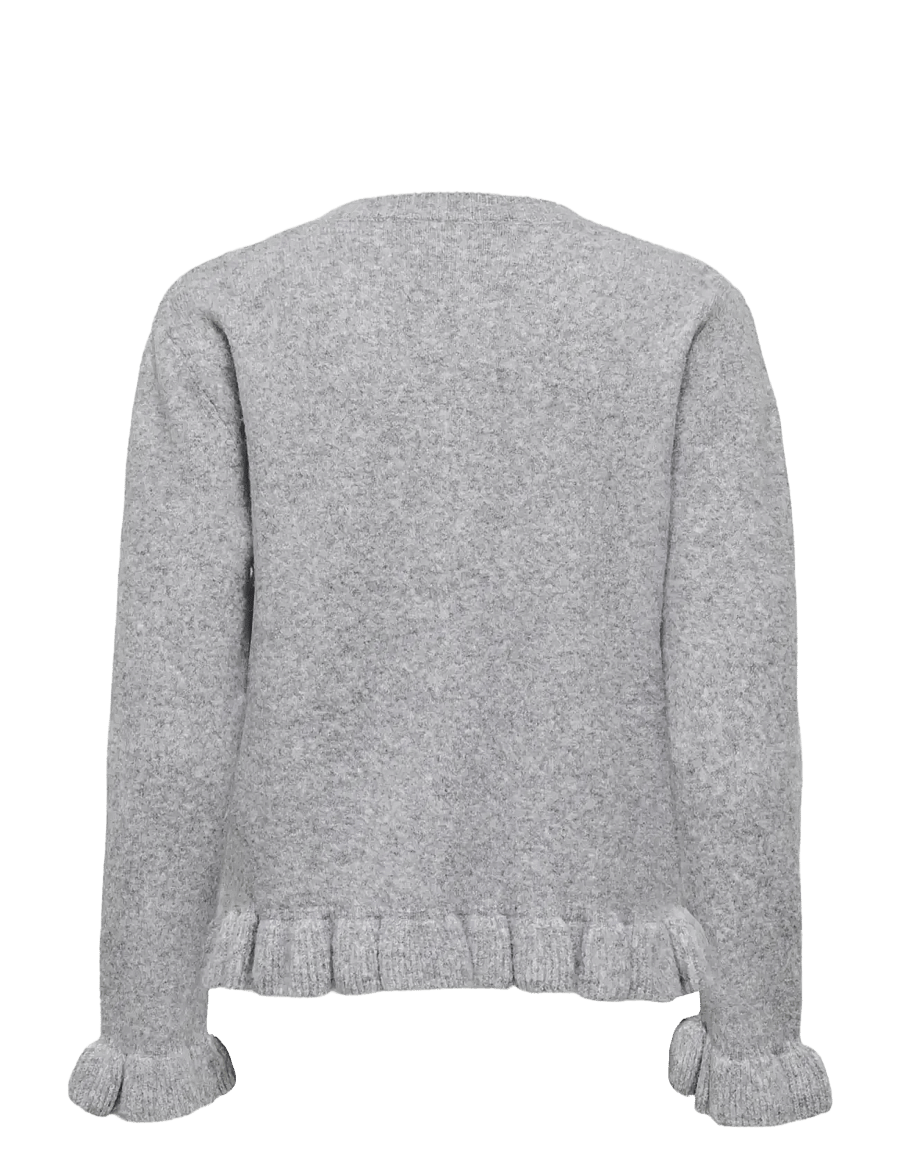 ONLY - ONLRIMA LIFE LS FRIL BUTTO CARDI CS KNT - gilets - light grey melange - 2