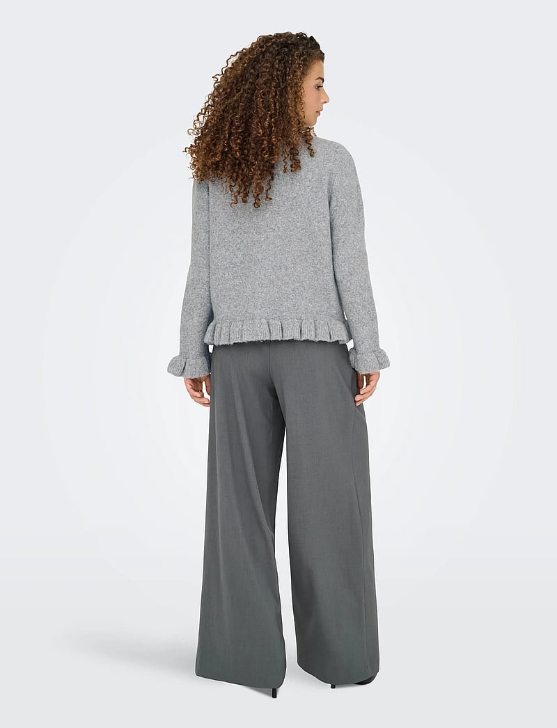 ONLY - ONLRIMA LIFE LS FRIL BUTTO CARDI CS KNT - koftor - light grey melange - 3