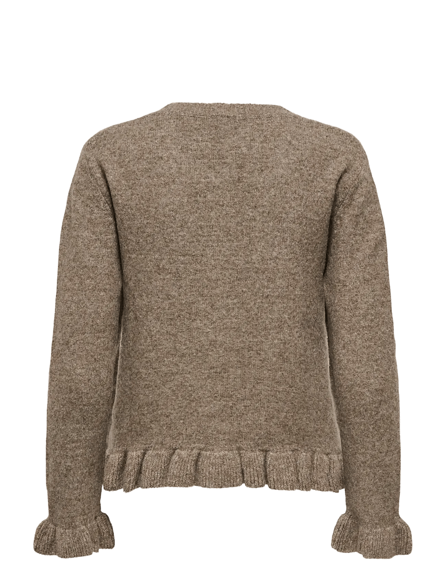 ONLY - ONLRIMA LIFE LS FRIL BUTTO CARDI CS KNT - cardigans - walnut - 2