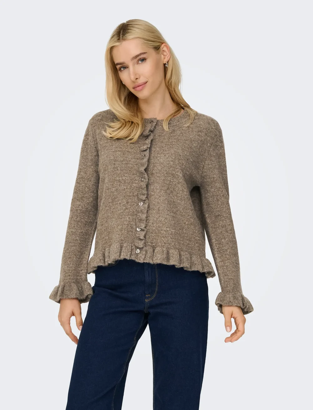 ONLY - ONLRIMA LIFE LS FRIL BUTTO CARDI CS KNT - kardiganai - walnut - 5