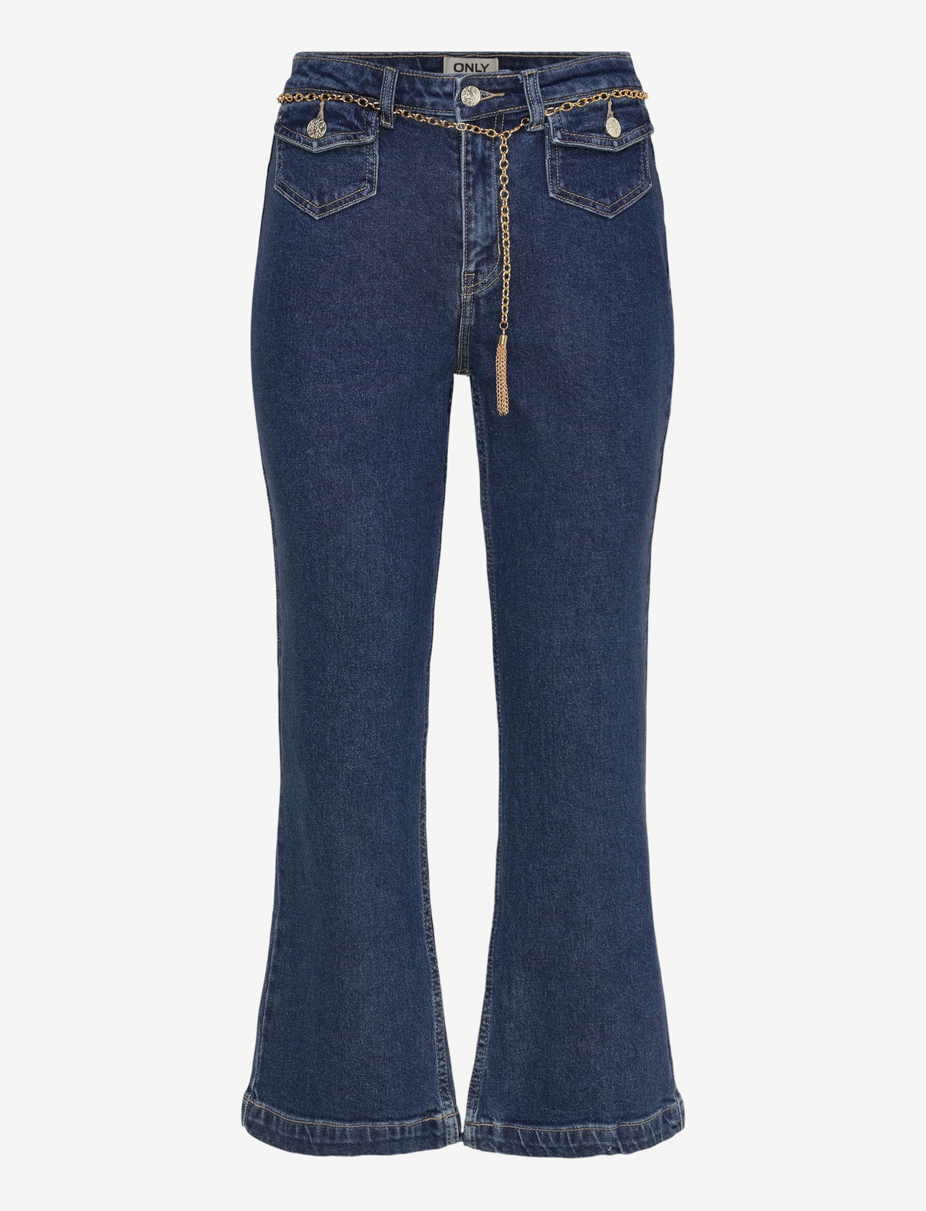 ONLY - ONLEMILY HW CROP FLARE BELT DNM MAE - Útvíðar gallabuxur - medium blue denim - 1