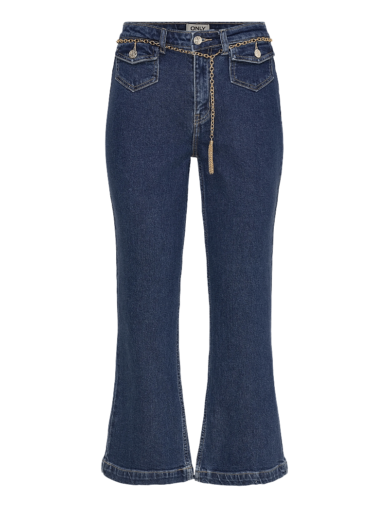 ONLY - ONLEMILY HW CROP FLARE BELT DNM MAE - Útvíðar gallabuxur - medium blue denim - 1