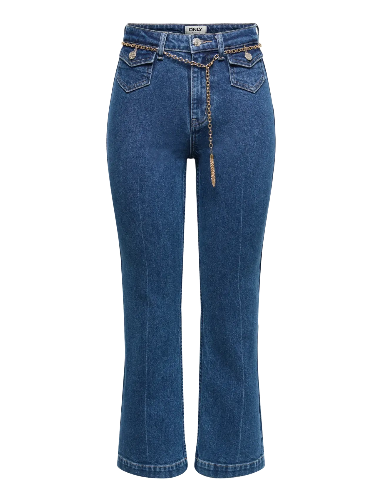 ONLY ONLEMILY HW CROP FLARE BELT DNM MAE - Utsvängda jeans - MEDIUM BLUE DENIM / blue