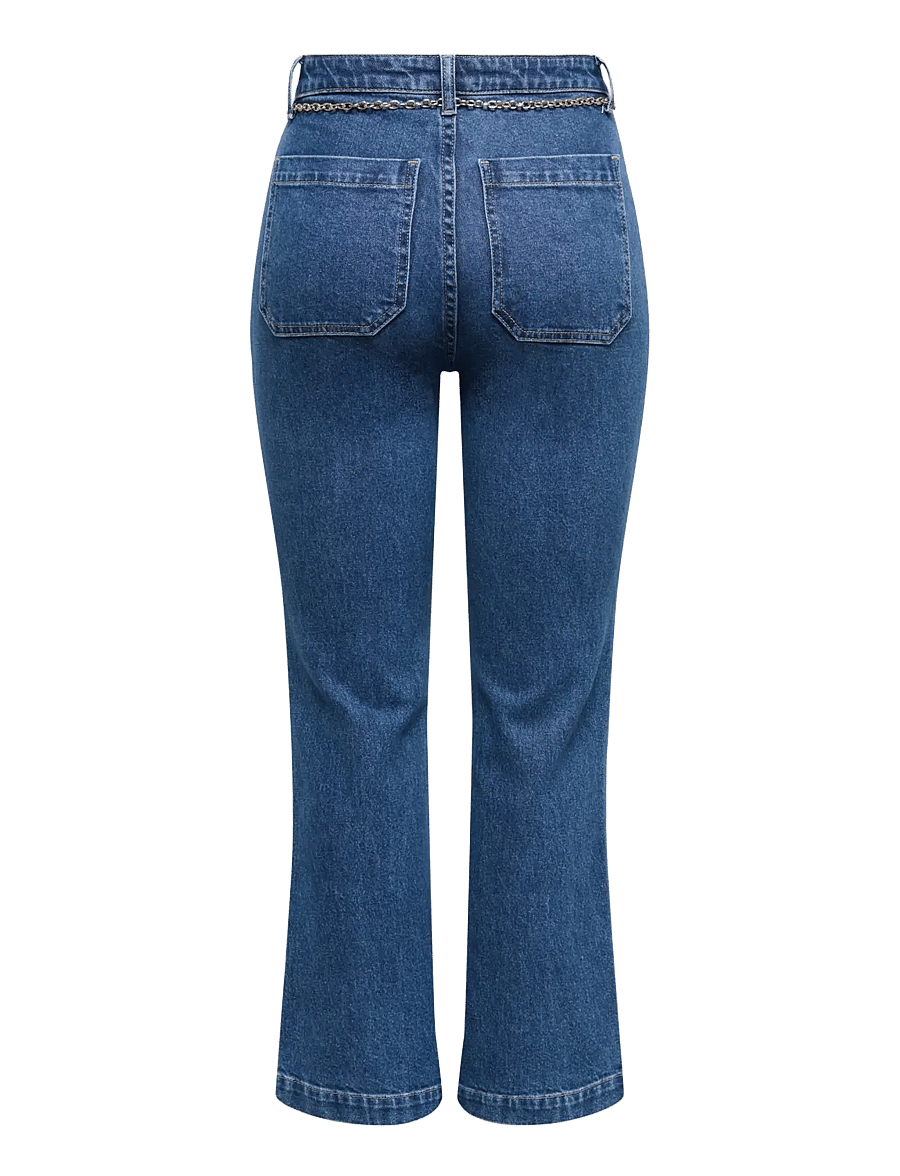 ONLY - ONLEMILY HW CROP FLARE BELT DNM MAE - flared jeans - medium blue denim - 2