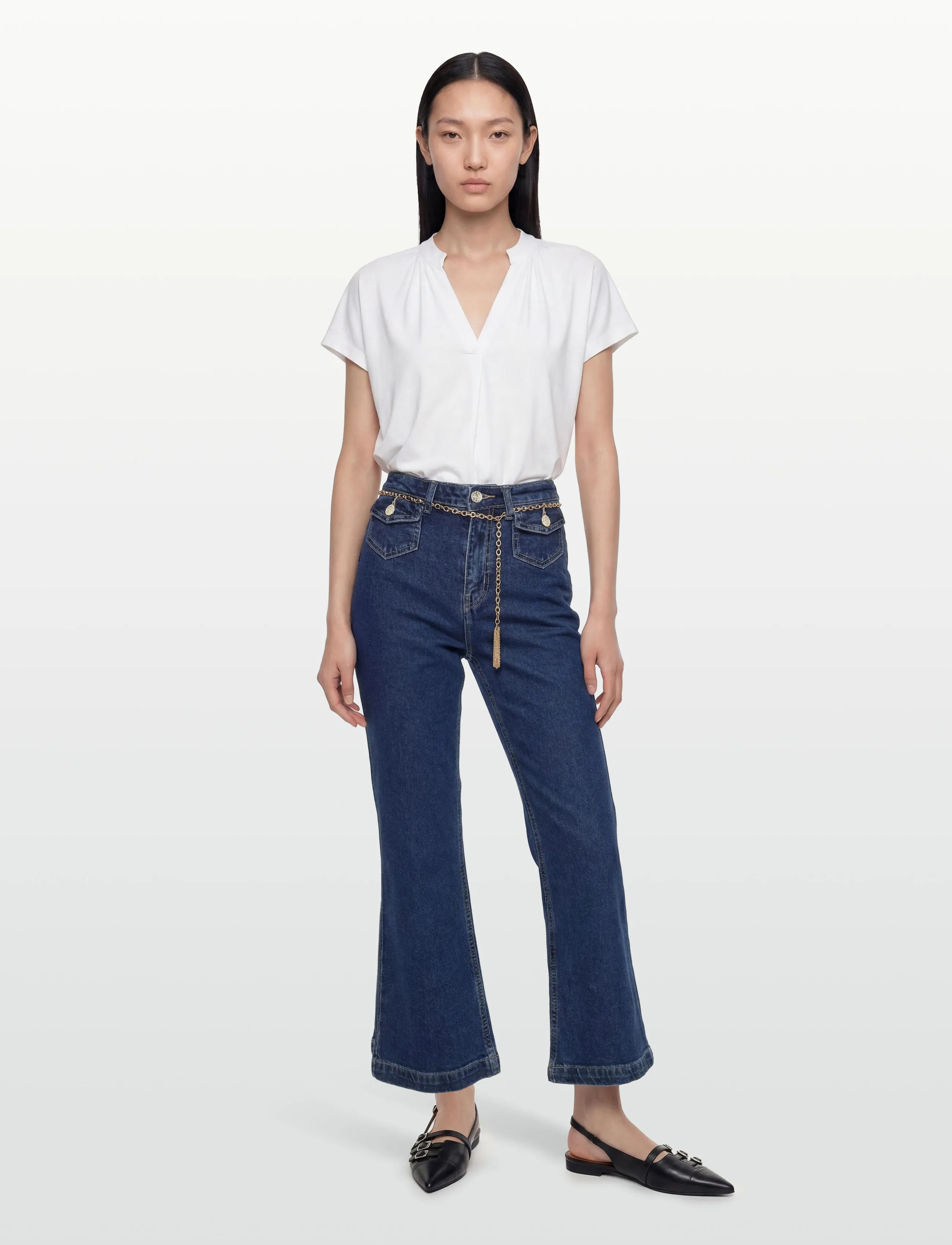 ONLY Onlemily Hw Crop Flare Belt Dnm Mae, 30 x 32, Jeans, Blau - Flares, Frauen