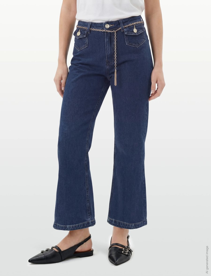 ONLY - ONLEMILY HW CROP FLARE BELT DNM MAE - flared jeans - medium blue denim - 3