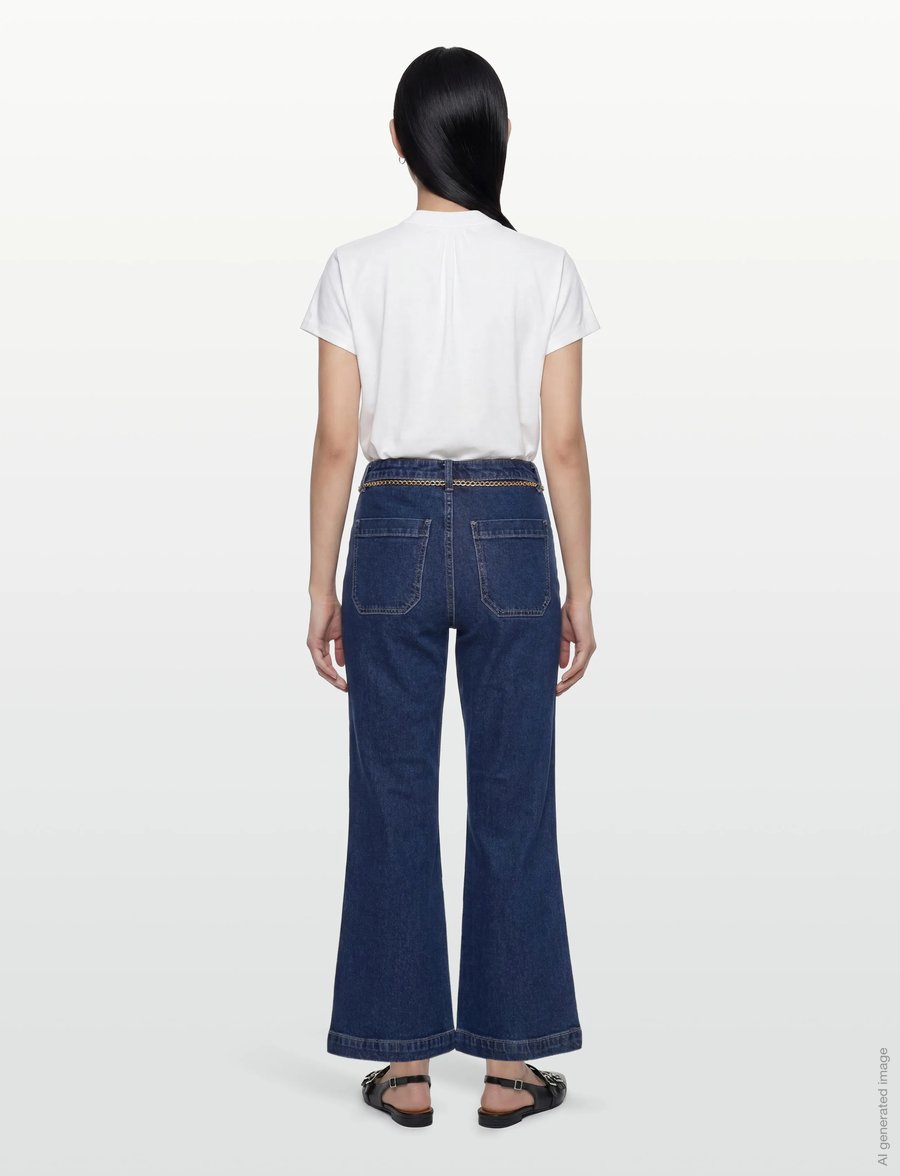 ONLY - ONLEMILY HW CROP FLARE BELT DNM MAE - flared jeans - medium blue denim - 4