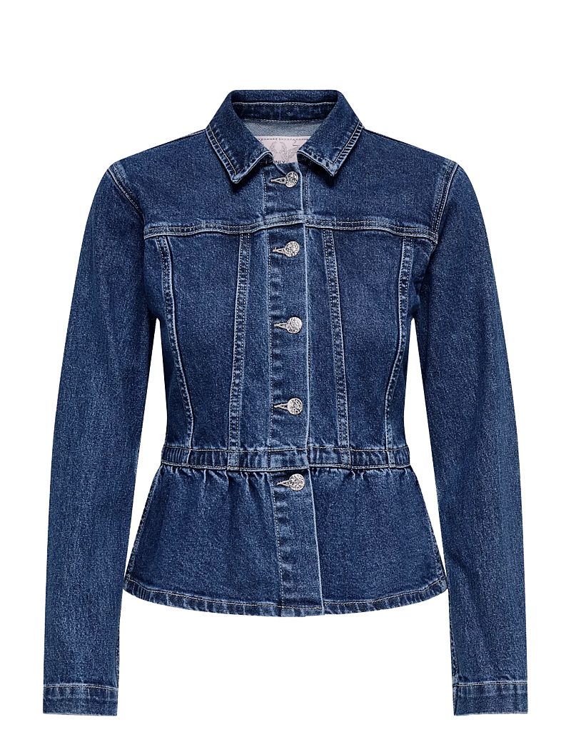 ONLY - ONLREMI L/S PEPLUM JACKET DNM MAE - forårsjakker - medium blue denim - 0