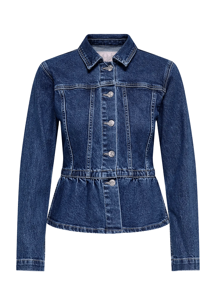 ONLY - ONLREMI L/S PEPLUM JACKET DNM MAE - frühlingsjacken - medium blue denim - 0