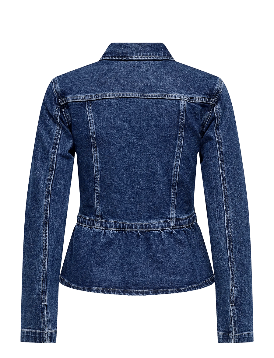 ONLY - ONLREMI L/S PEPLUM JACKET DNM MAE - frühlingsjacken - medium blue denim - 1