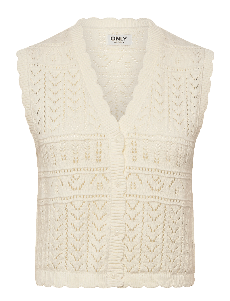 ONLY - ONLIRINA V-NECK BUTTON VEST KNT NOOS - gestrickte westen - cloud dancer - 1