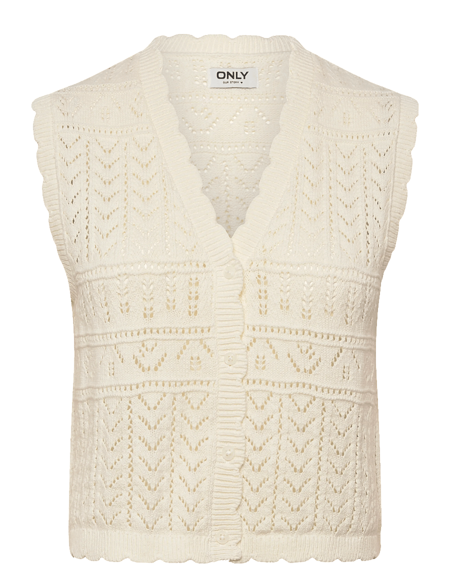 ONLY - ONLIRINA V-NECK BUTTON VEST KNT NOOS - strickwesten - cloud dancer - 1
