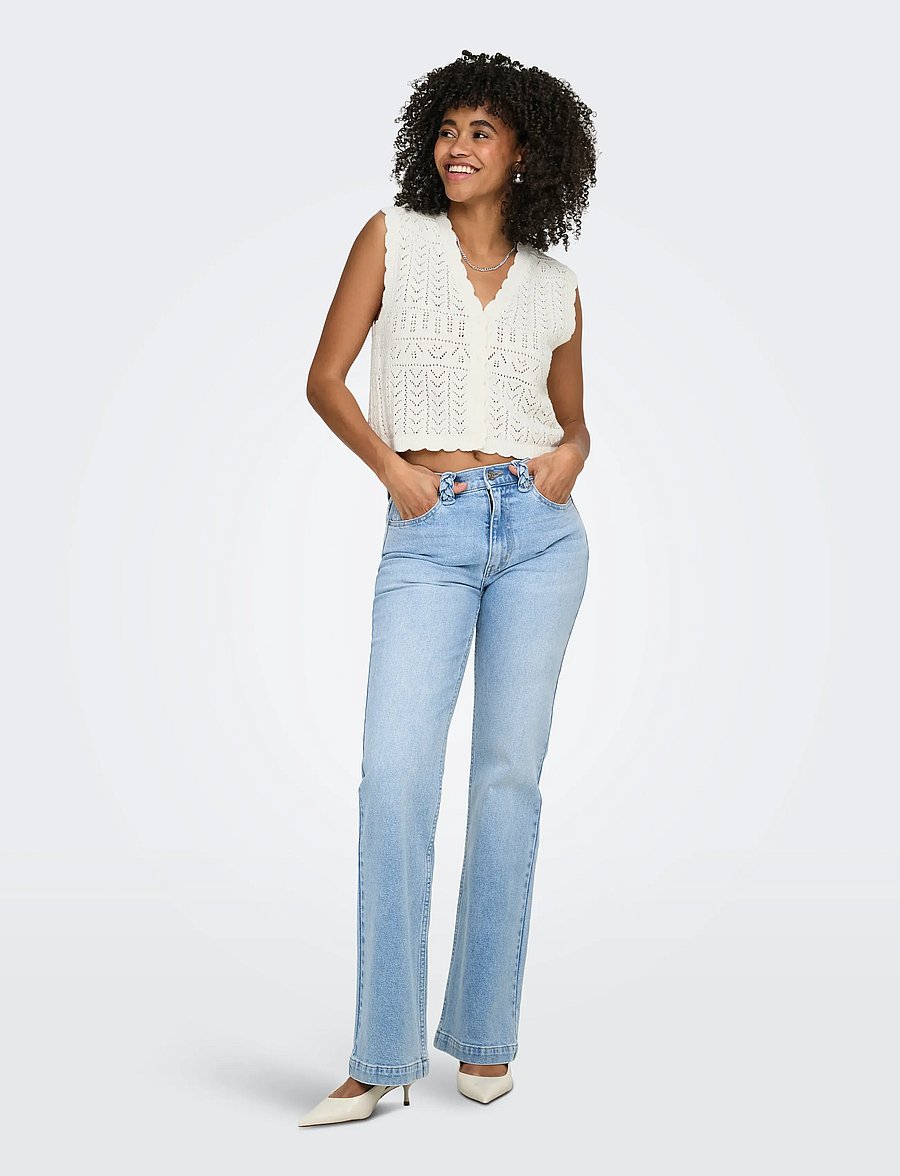 ONLY - ONLIRINA V-NECK BUTTON VEST KNT NOOS - strickwesten - cloud dancer - 4