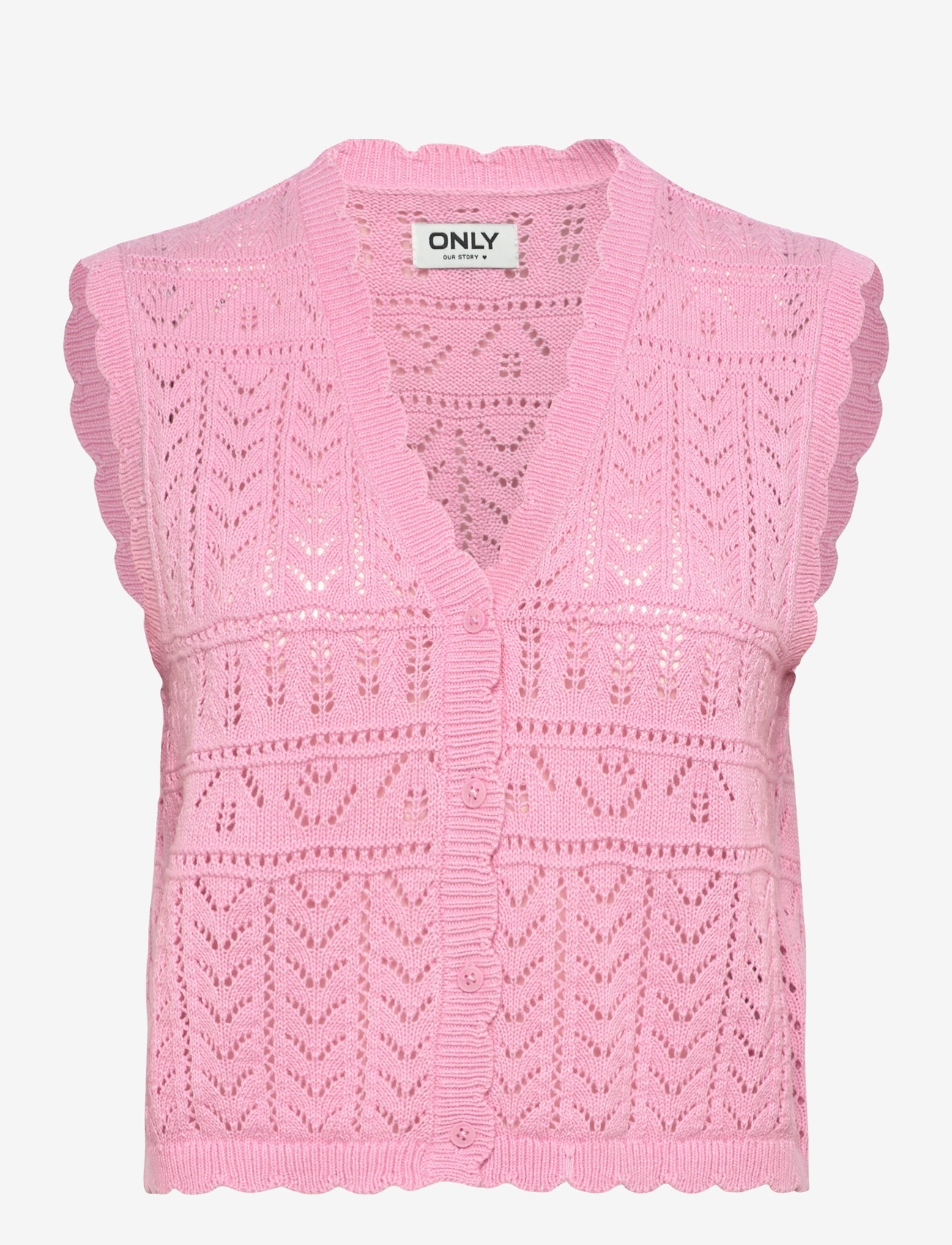 ONLY - ONLIRINA V-NECK BUTTON VEST KNT NOOS - strikveste - prism pink - 1