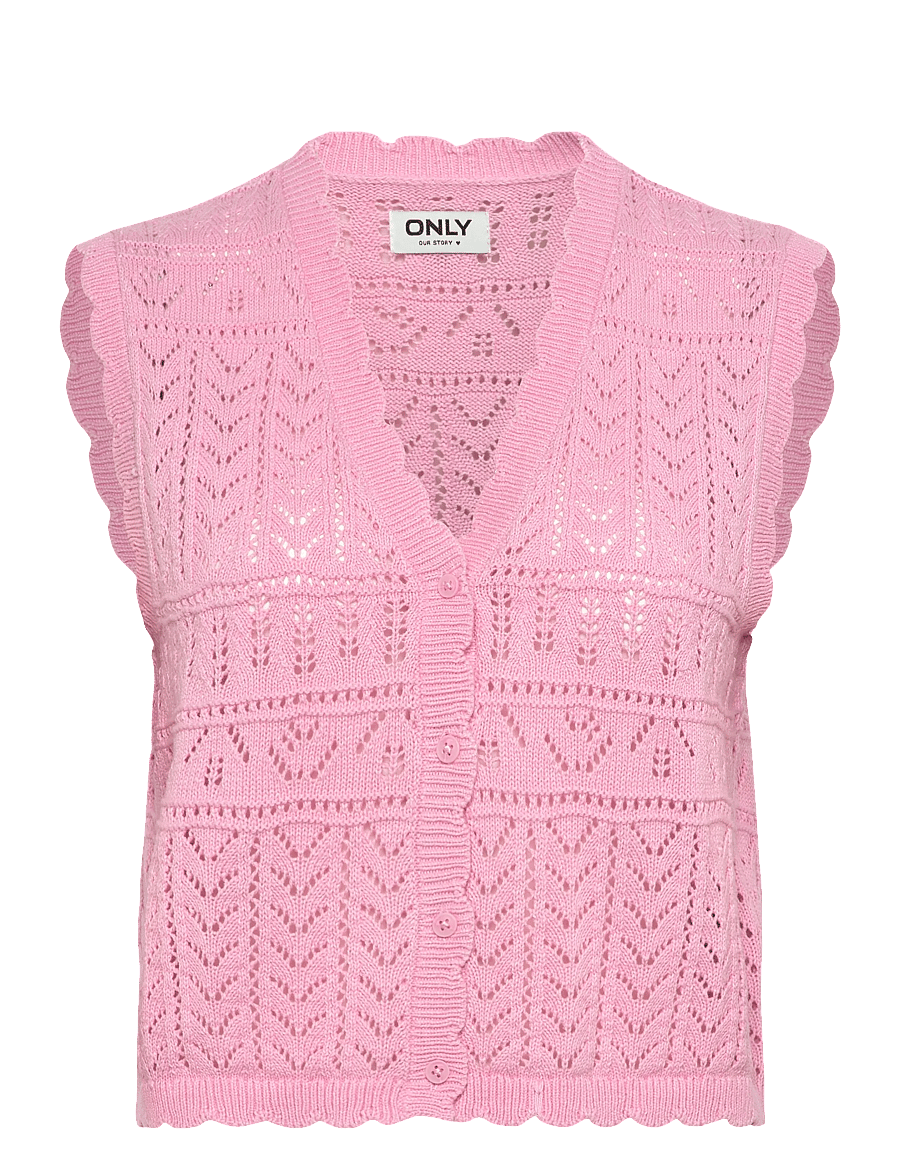 ONLY - ONLIRINA V-NECK BUTTON VEST KNT NOOS - strickwesten - prism pink - 1
