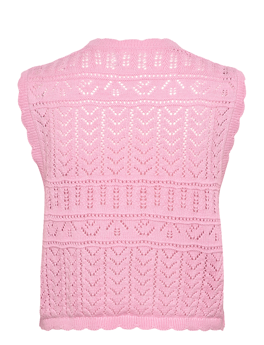 ONLY - ONLIRINA V-NECK BUTTON VEST KNT NOOS - strickwesten - prism pink - 2