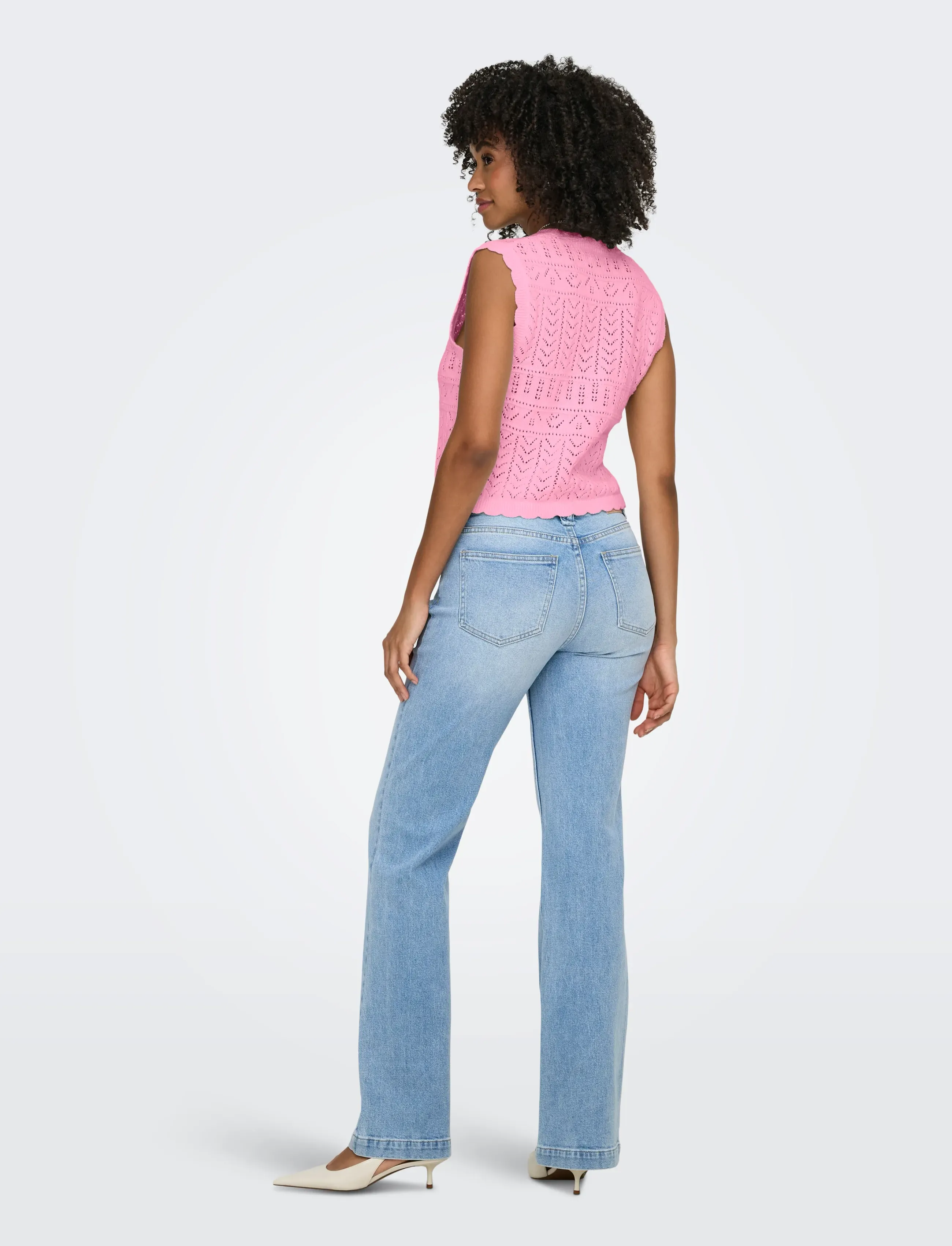 ONLY - ONLIRINA V-NECK BUTTON VEST KNT NOOS - knitted vests - prism pink - 3