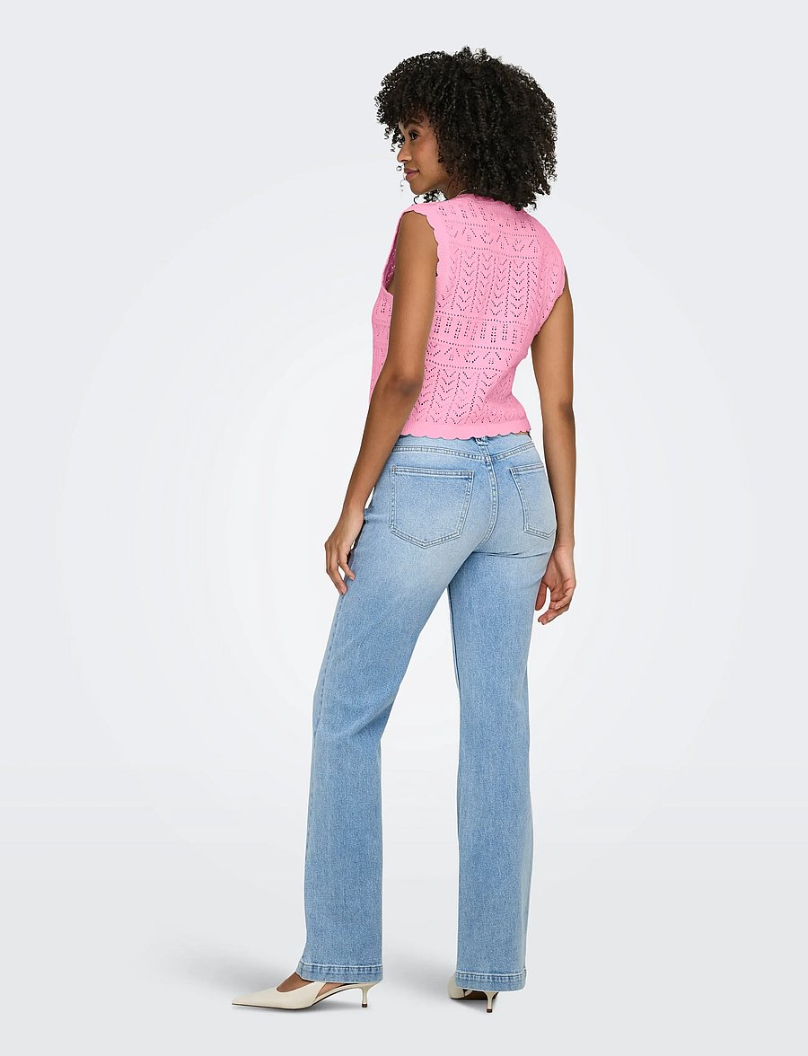 ONLY - ONLIRINA V-NECK BUTTON VEST KNT NOOS - strickwesten - prism pink - 3