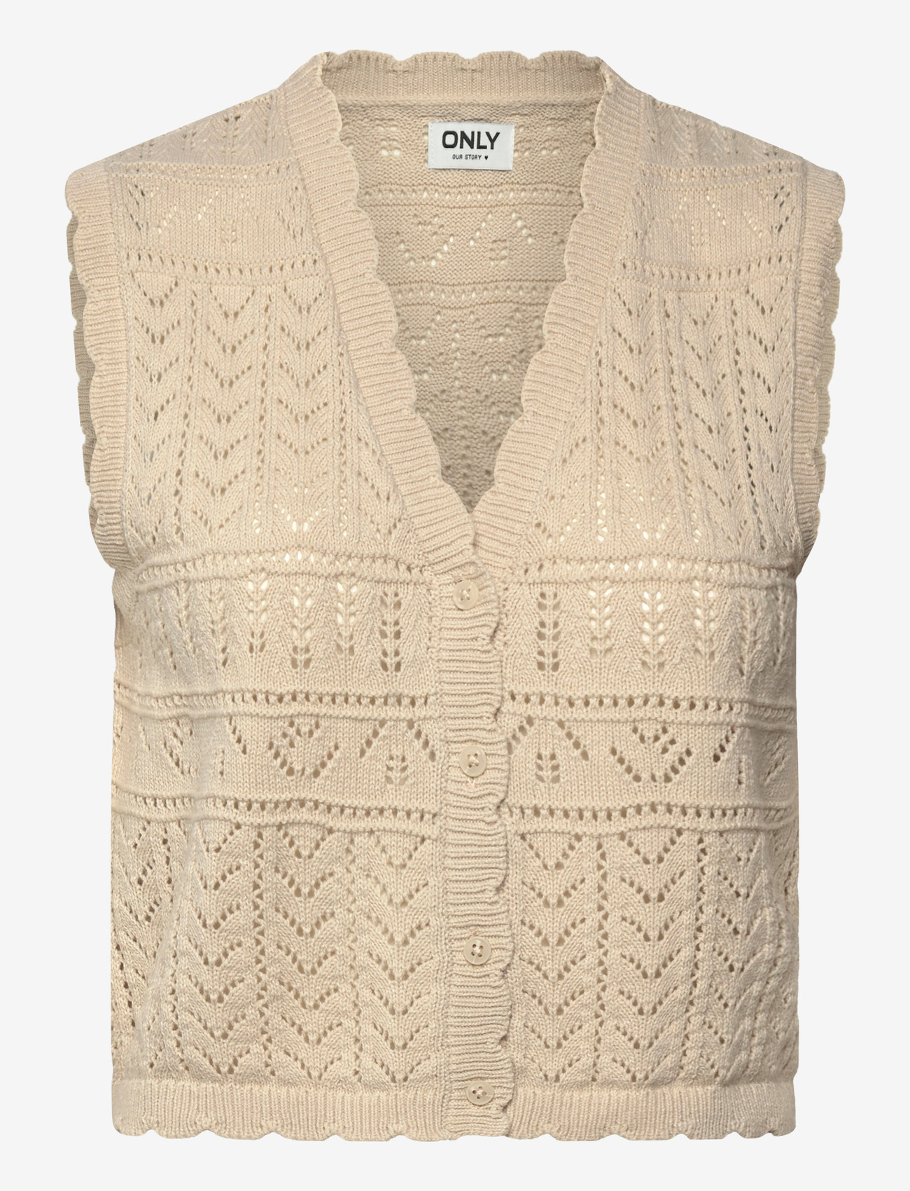ONLY - ONLIRINA V-NECK BUTTON VEST KNT NOOS - strikveste - pumice stone - 1