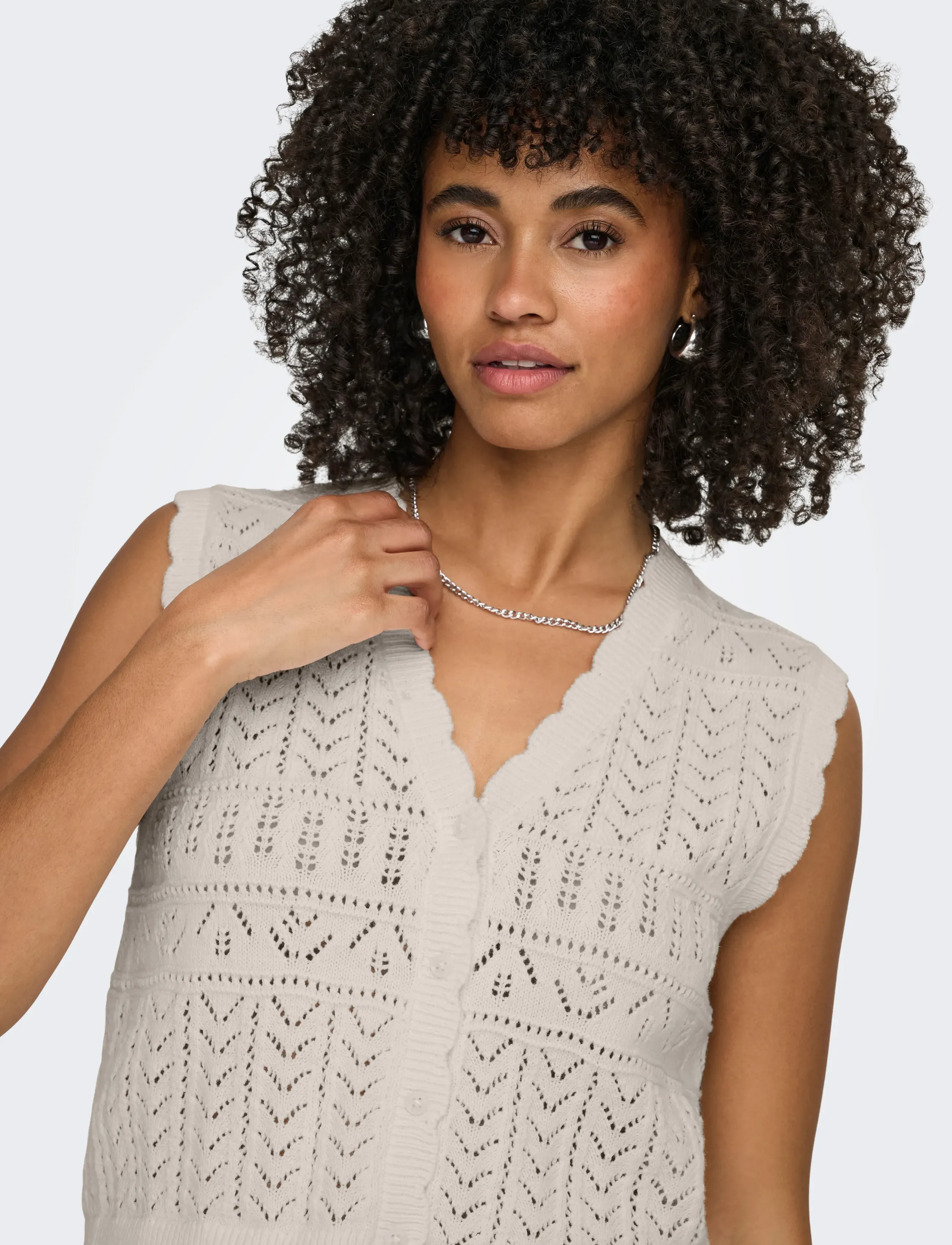 ONLY - ONLIRINA V-NECK BUTTON VEST KNT NOOS - knitted vests - pumice stone - 5