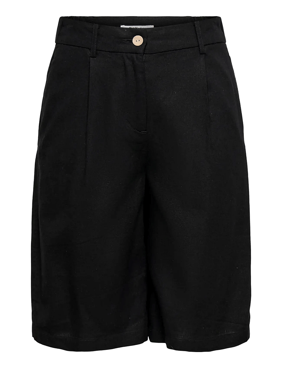 ONLY - ONLGOA HW LINEN BL LONG SHORTS CC TLR - leinen-shorts - black - 1