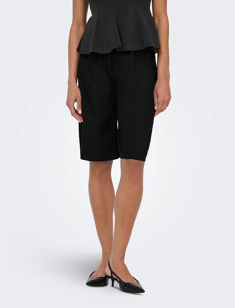 ONLY - ONLGOA HW LINEN BL LONG SHORTS CC TLR - linen shorts - black - 0