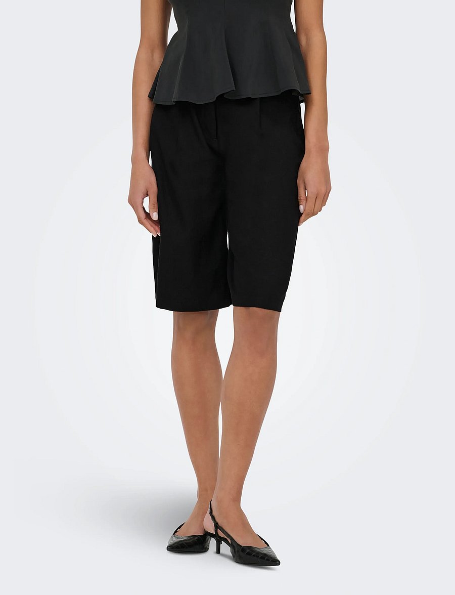 ONLY - ONLGOA HW LINEN BL LONG SHORTS CC TLR - leinen-shorts - black - 0
