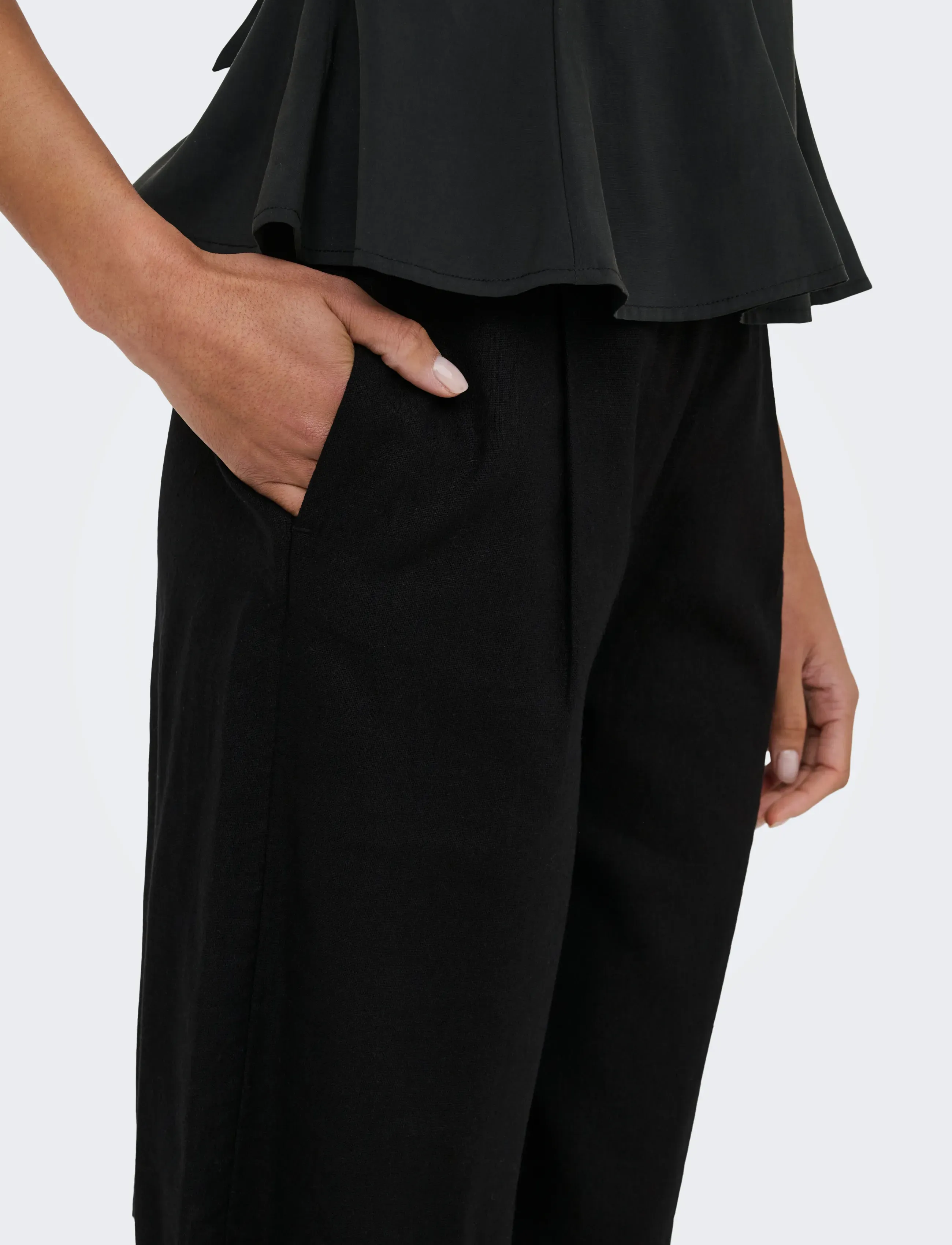 ONLY - ONLGOA HW LINEN BL LONG SHORTS CC TLR - leinen-shorts - black - 5