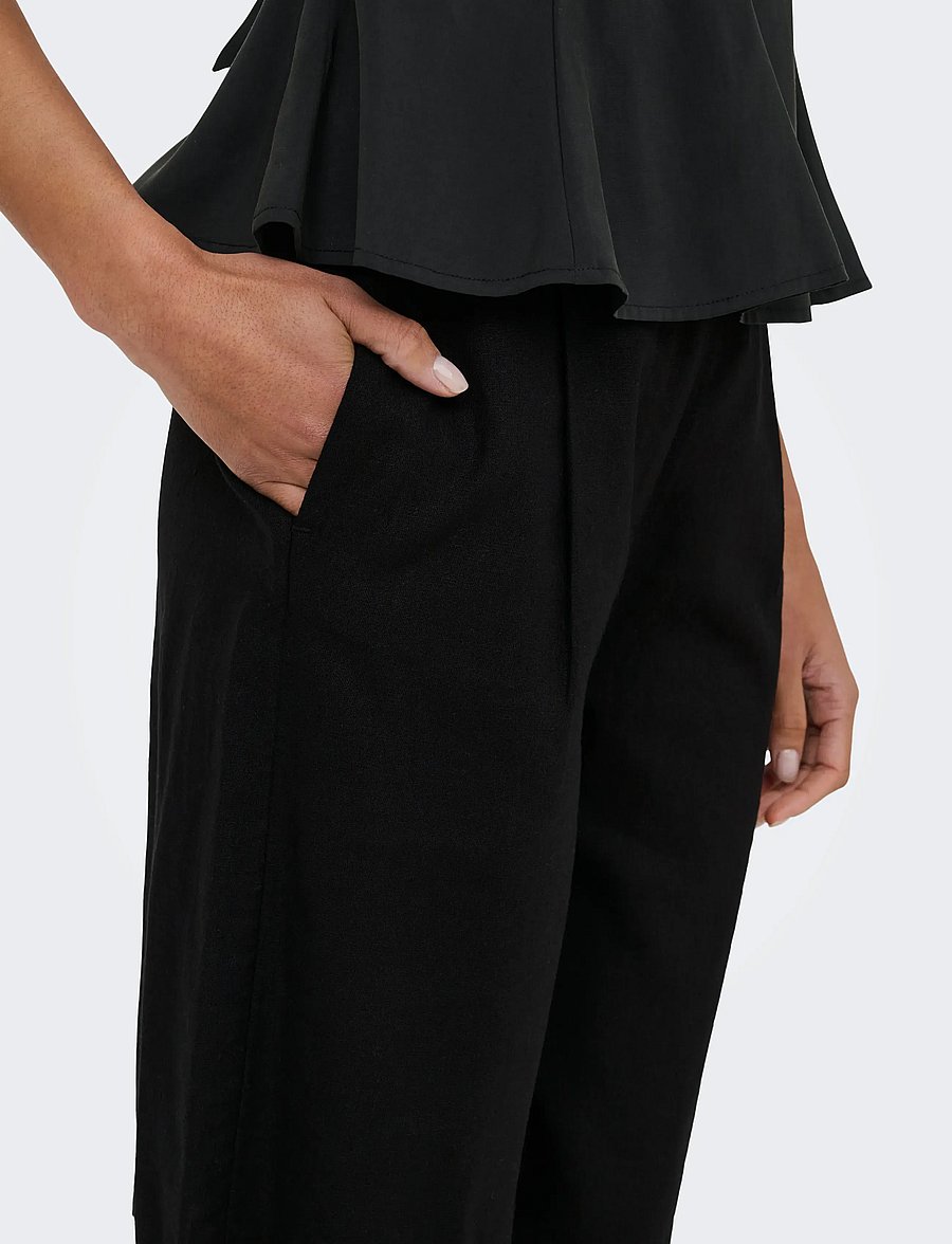 ONLY - ONLGOA HW LINEN BL LONG SHORTS CC TLR - leinen-shorts - black - 5