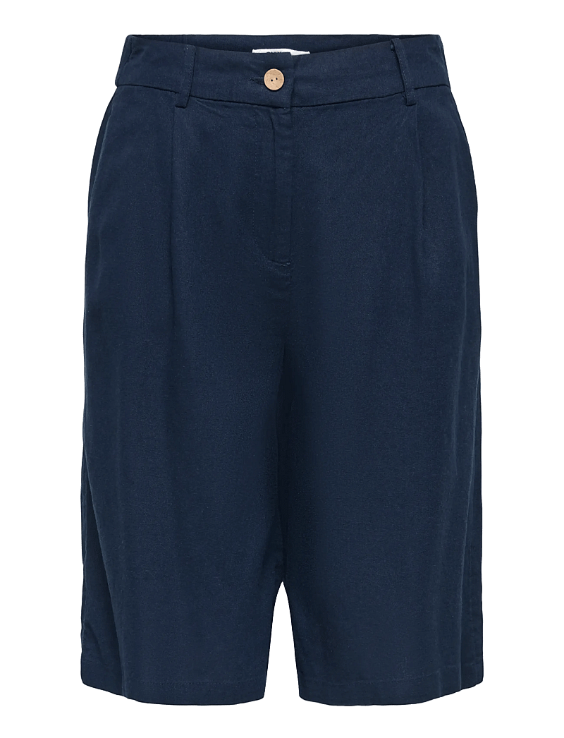 ONLY - ONLGOA HW LINEN BL LONG SHORTS CC TLR - linen shorts - navy blazer - 1