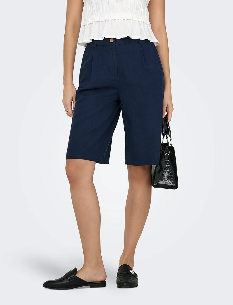 ONLY - ONLGOA HW LINEN BL LONG SHORTS CC TLR - linen shorts - navy blazer - 0