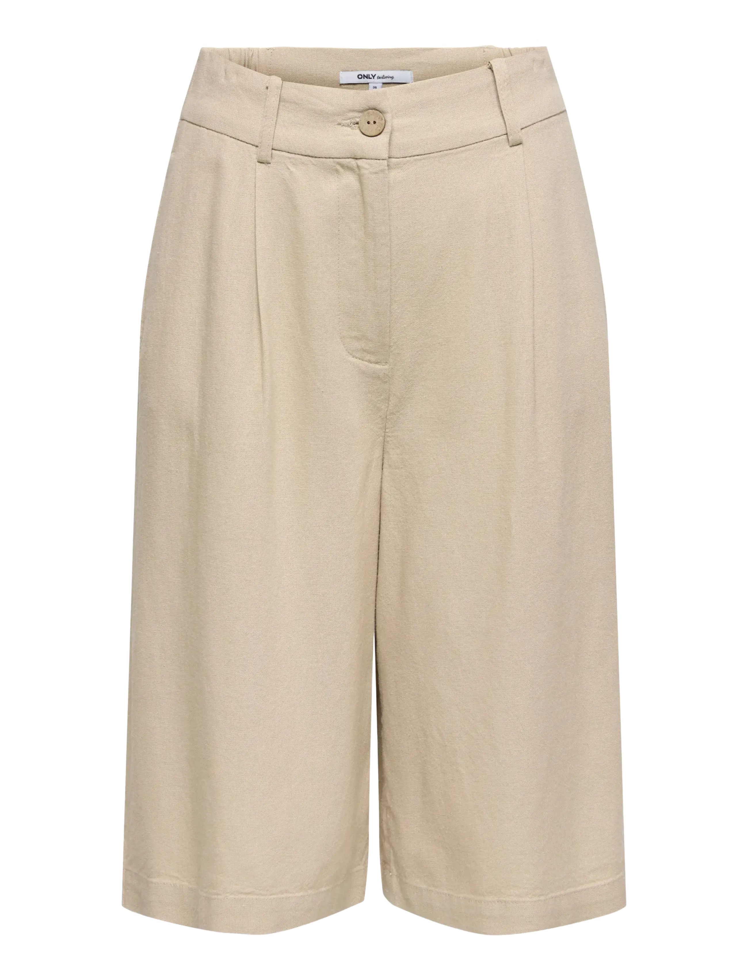 ONLY ONLGOA HW LINEN BL LONG SHORTS CC TLR - Leinen-Shorts - OXFORD TAN / beige