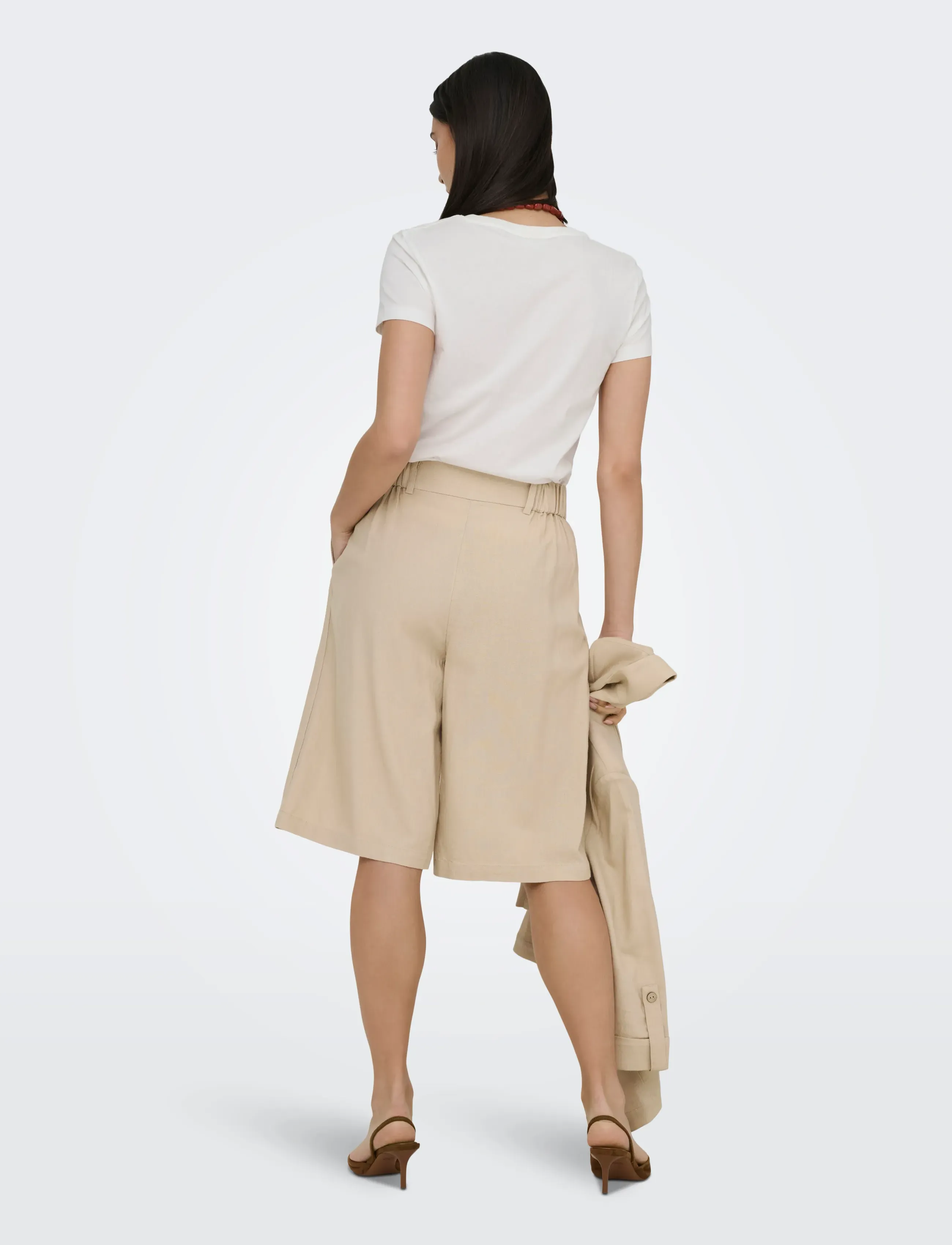 ONLY - ONLGOA HW LINEN BL LONG SHORTS CC TLR - linased lühikesed püksid - oxford tan - 3