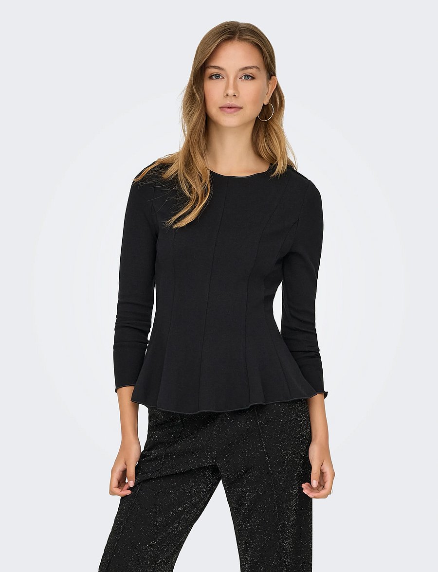 ONLY - ONLKENYA L/S PEPLUM TOP JRS - pikkade varrukatega topid - black - 0